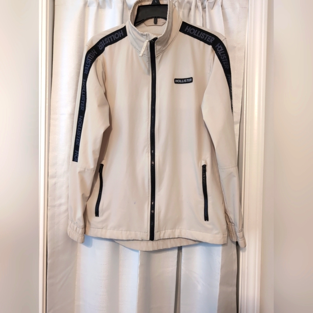 Hollister Epic Flex Light Beige & Black Logo Full‎ Zip Men's Jacket Size XS